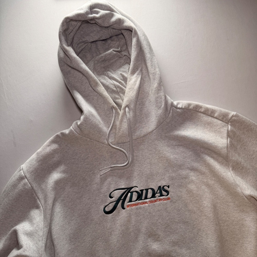 Adidas Country Club Hoodie Mens XL Gray Heather International Embroidered Fleece